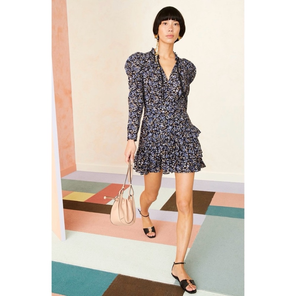 Ulla Johnson Marielle Blue Floral Mini Dress in Midnight 6 New